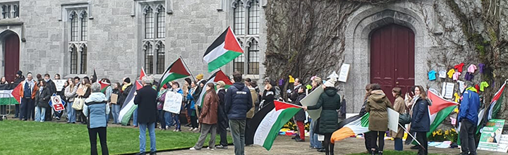 People Before Profit Galway’s Denman Rooke attends Technion protest at University of Galway
